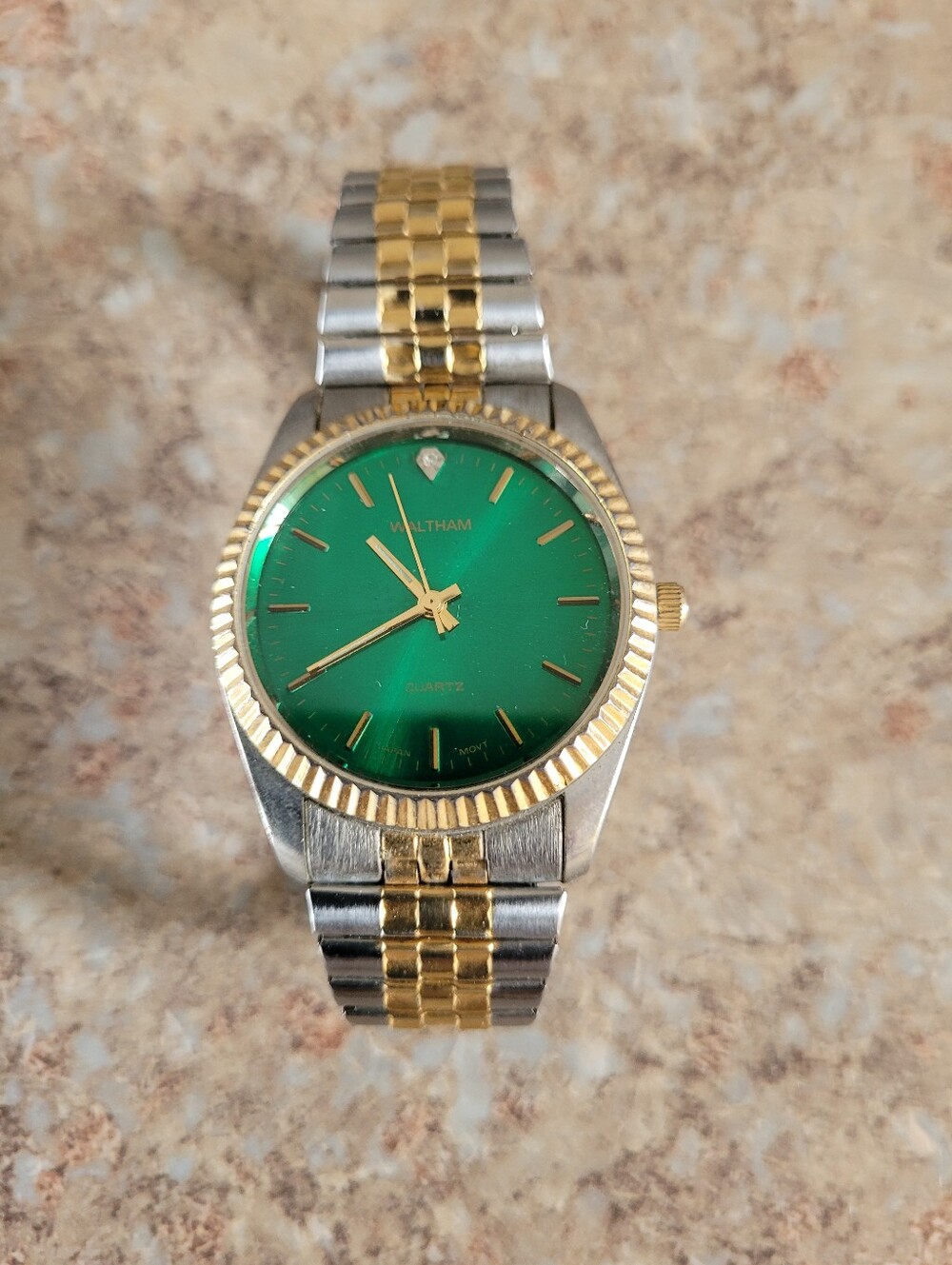 Waltham Quartz Green Dial Two-Tone Anolog Watch - Unisex